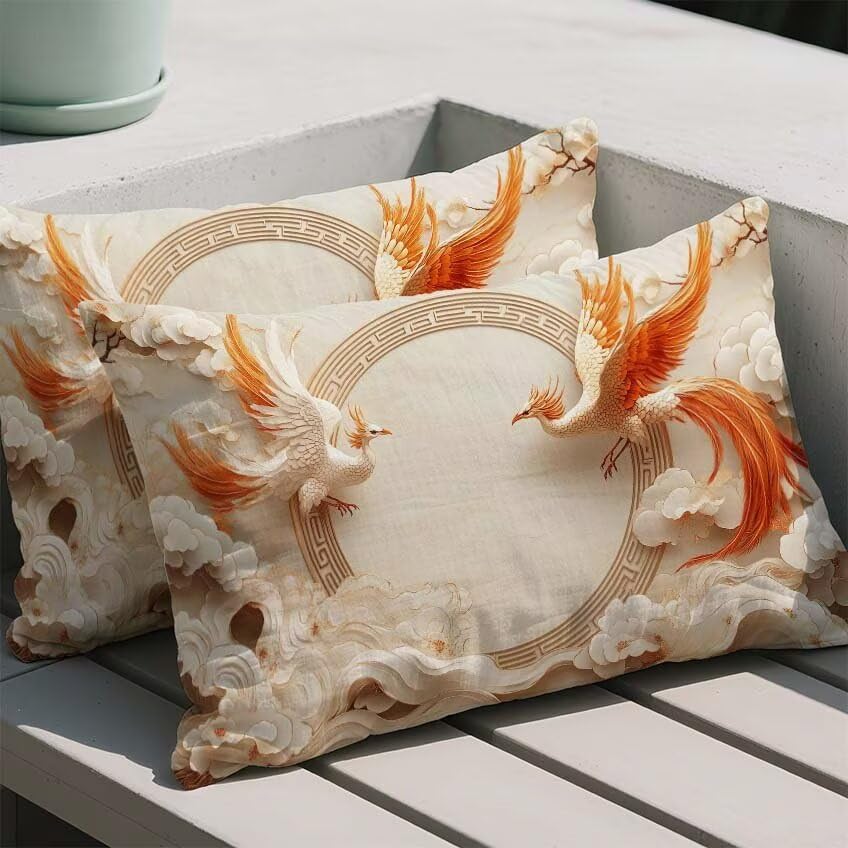 Housse de coussin 60x80 cm imperméable orange lot de 2 en lin