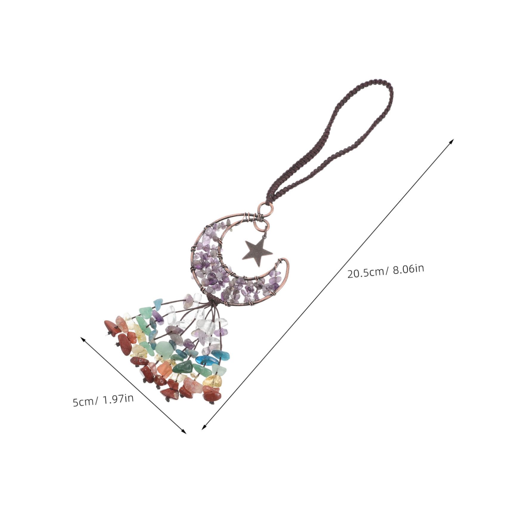 Happyyami Moon Crystal Suncatcher Prism Ornament Handmade Amethyst Hanging Decoration for Home and Car Dynamic Tassel Design Celestial Decor for Living Room and