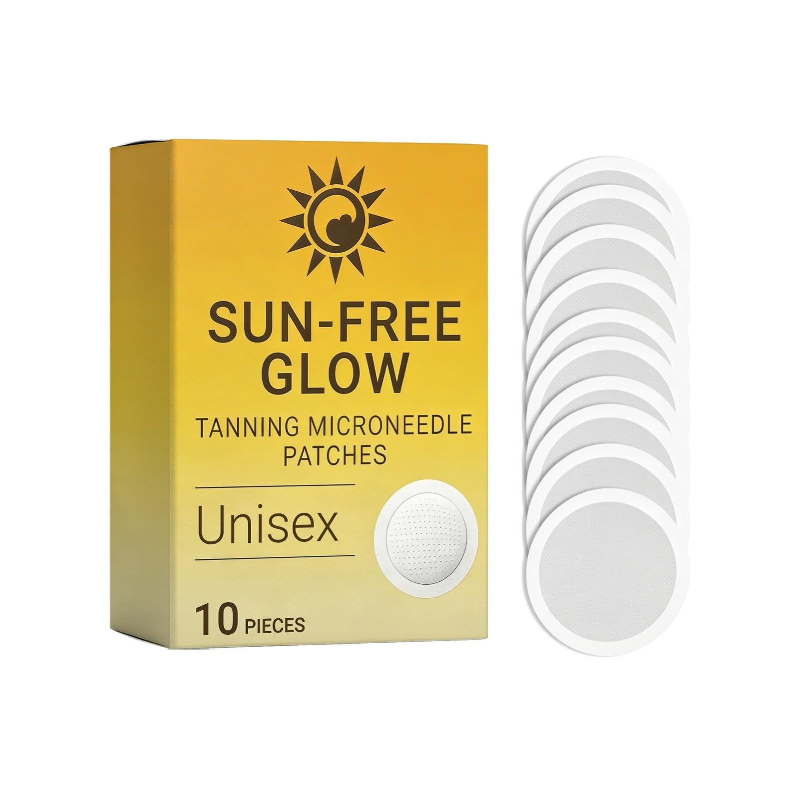SUN-FREE GLOW TANNING MICRONEEDLE PATCHES, Autoabbronzante per Unisex, Natural Bronze Finish, Even Complexion, Anti-Orange Hue, Hydrating Formula Suits All Epidermis