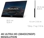 ViewSonic VX1655-4K-OLED Moniteur OLED portable de 15,6 pouces 4K UHD avec alimentation à double sens 60W USB C, Mini HDMI, haut-parleurs doubles et support intégré avec couverture magnétique
