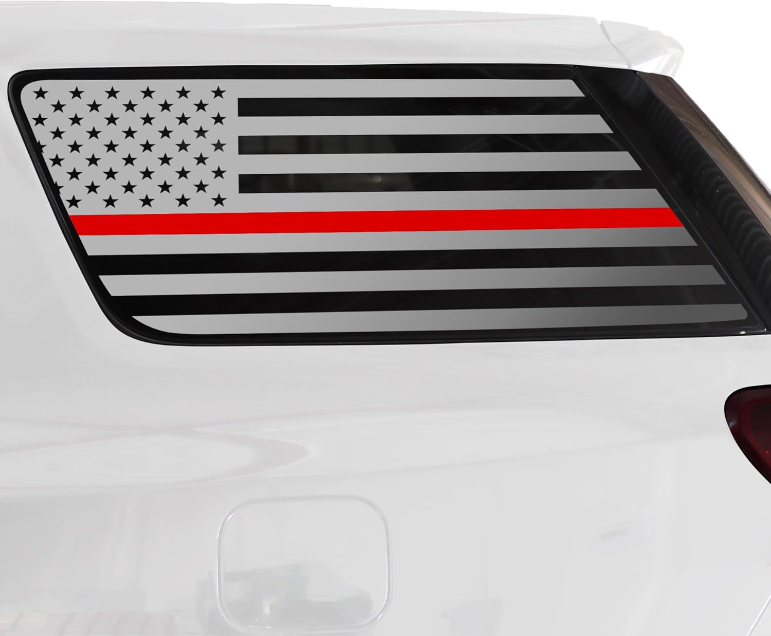 BOGAR TECH DESIGNS Precut Quarter Window American Flag Vinyl Decal Sticker Compatible with GMC Acadia 2017-2023, Matte Black