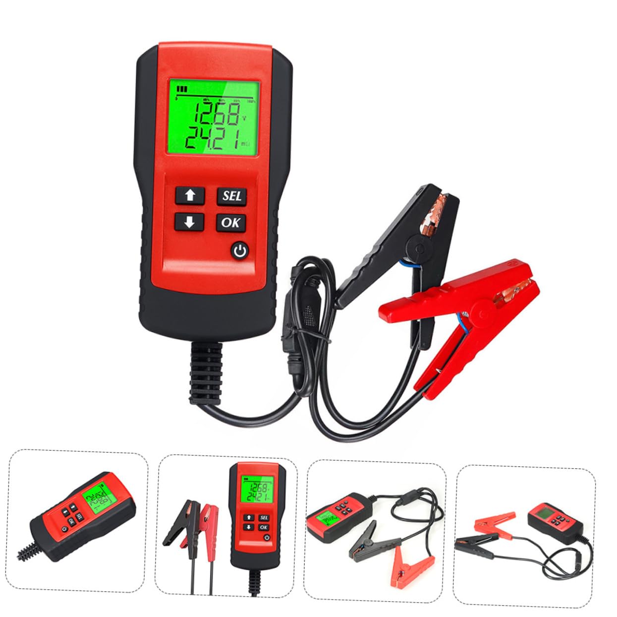 12V Car Battery Tester LCD Display Automotive Battery Analyzer for Truck Motorcycle SUV Tests Voltage Capacity Resistance Life