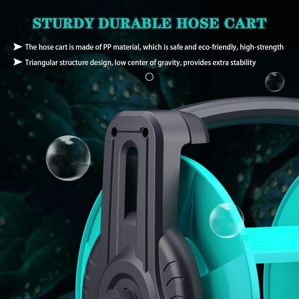Portable Hose Reel Cart with 40m PVC Hose, Wall-Mounted Water Gun Storage Rack, Handheld Garden Cart, Outdoor Irrigation Kit(Hose Cart+15m Pipe)