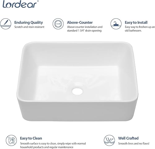 Miniatura 24 de Ordear - Lavabo de baño color blanco, para encimera.