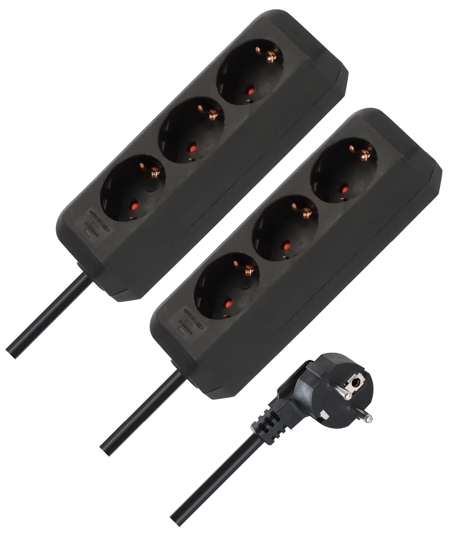 Brennenstuhl Eco-Line Steckdosenleiste 3-Fach (Mehrfachsteckdose mit erhöhtem Berührungsschutz und 1,5m Kabel) schwarz (Single, 1,5m (Packung mit 2))