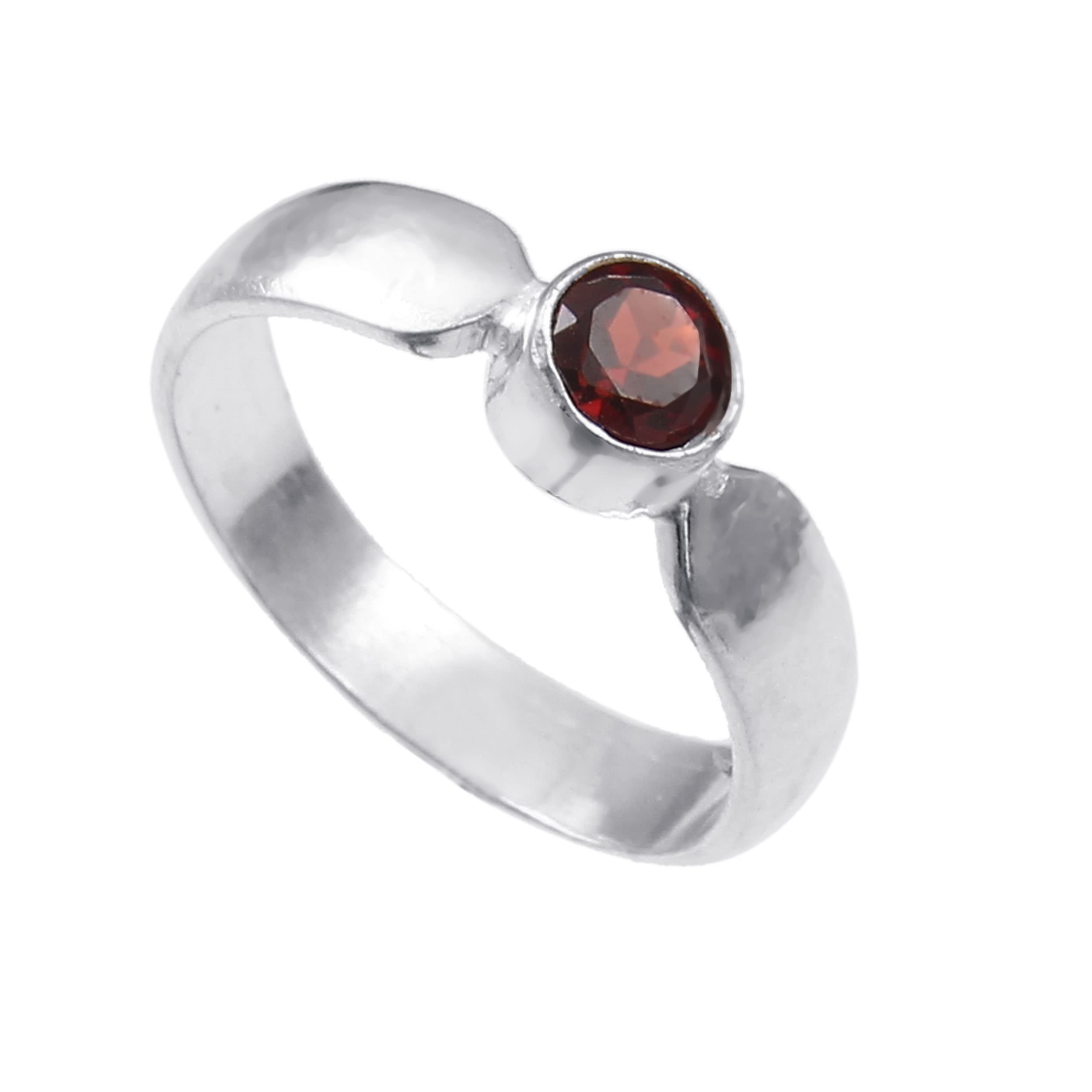 Garnet Gemstone Rough Stone Band Ring 925 Sterling Silver Band Ring Men and Women Band Ring Band Ring Gift Item Handmade Jewerly ISR801