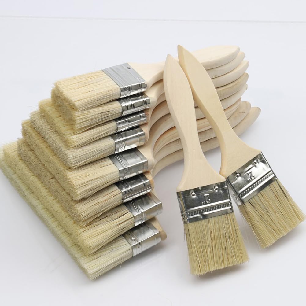 Pincel para barnizar, 12 unidades, 175 mm, pincel plano, mango de madera, pincel para el hogar, para la base de ventanas, pincel de pintura, pincel de barniz, pincel plano