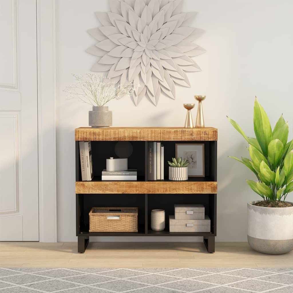 Gecheer Aparador, vintage, aparador de salón, buffet de cocina, mueble multiusos, librería industrial 85 x 33 x 75 cm, de madera maciza de mango