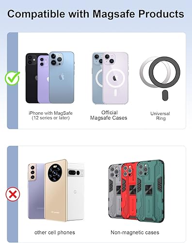 Miniatura 7 de TopMade Cartera Magsafe, cartera magnética para iPhone 16, iPhone 15141312, cartera magnética de cuero para teléfono con potente imán, bloqueo RFID,