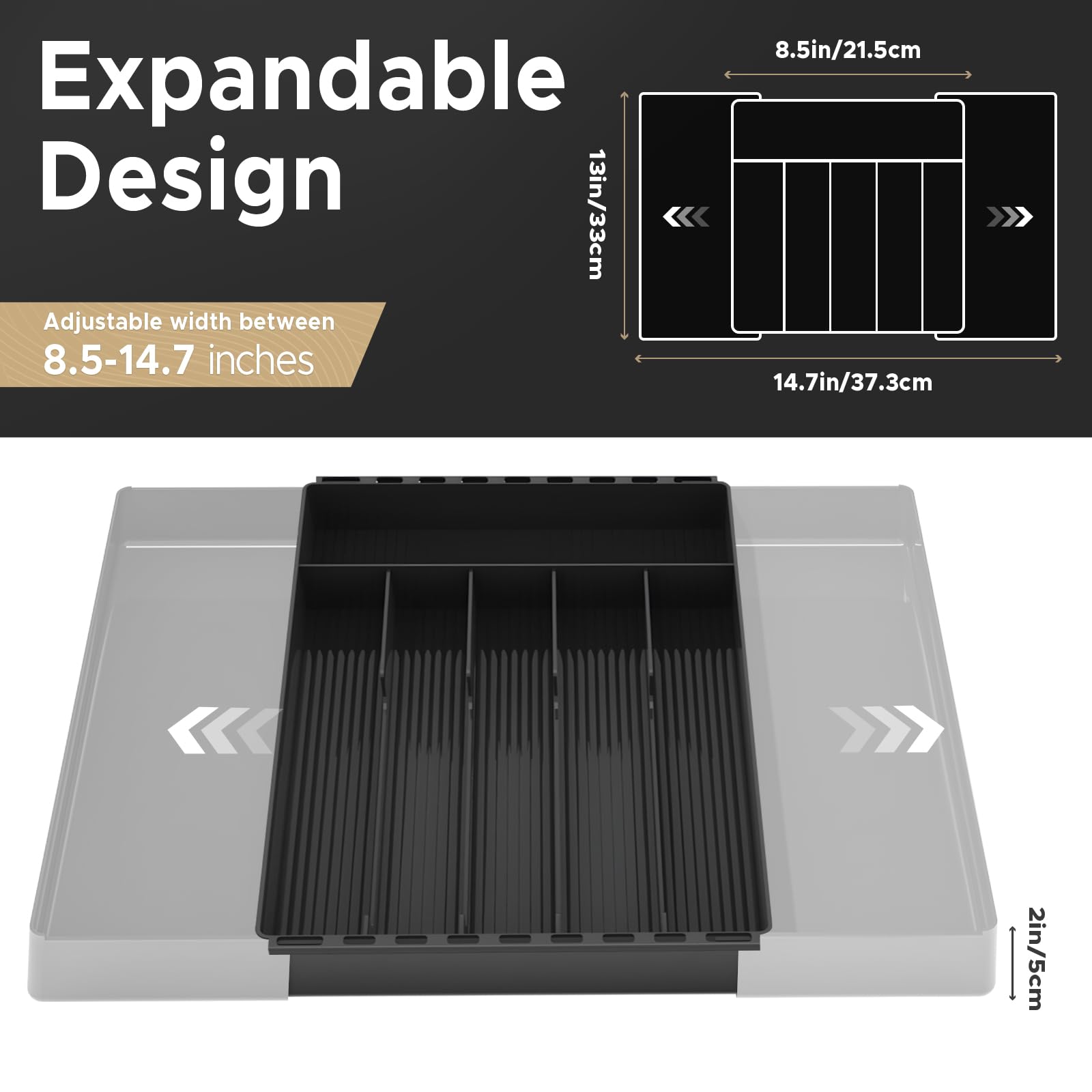 Besteckkasten Schubladen-Organizer 8 Fächer - Erweiterbar & Transparent