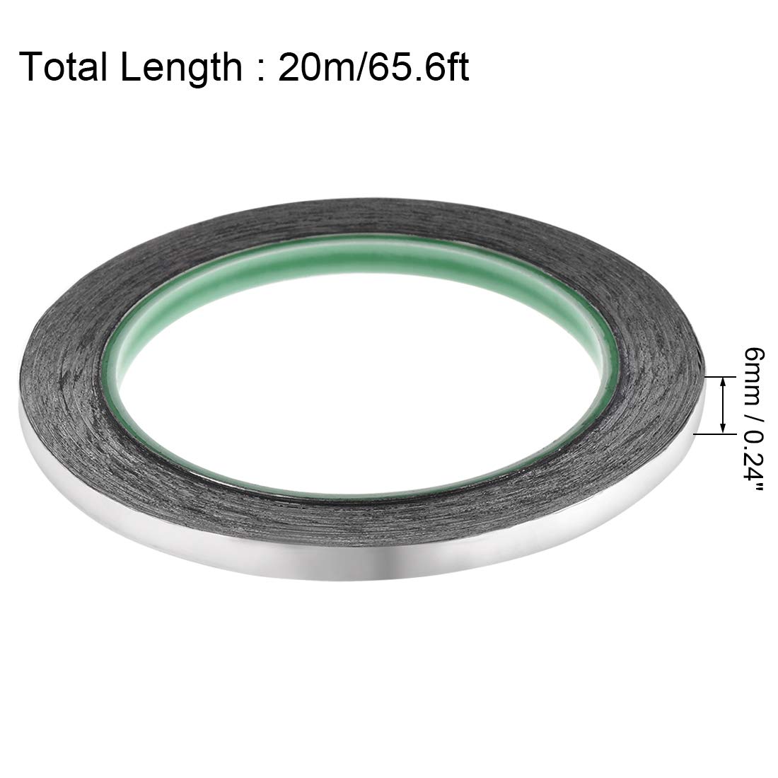 uxcell 6mm Aluminio Lámina Cinta Alta Temperatura Cinta para HVAC, Sellado, Parcheo Caliente Aire frío Conductos Adhesivo Cinta 20m /65 Pies