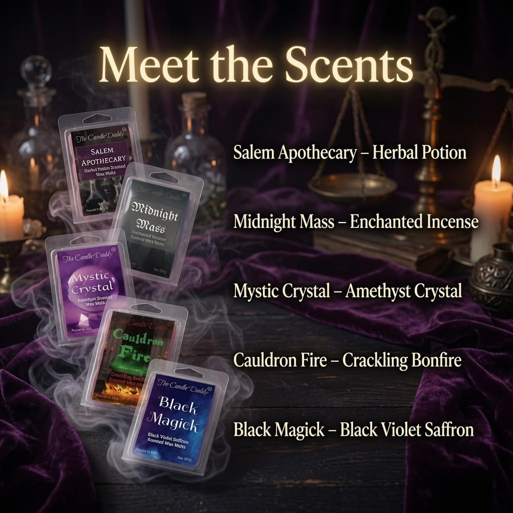 Salem Book of Smells Halloween 5 Pack - 5 Amazing Witchy Wax Melts - 30 Total Cubes - 10 Total Ounces