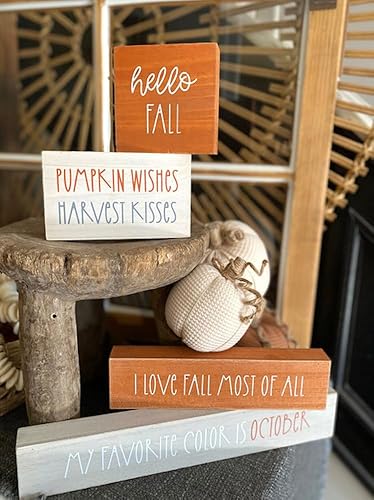 Miniatura 4 de Collins Painting Letrero de madera envejecida con texto en inglés "Hello Fall", letreros de madera para otoño, decoración rústica del hogar para