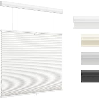 BlindsAvenue Cordless Top Down Bottom Up Cellular Honeycomb Shade, 9/16" Single Cell, Light Filtering, Cotton White, Size: 29" W x 48" H