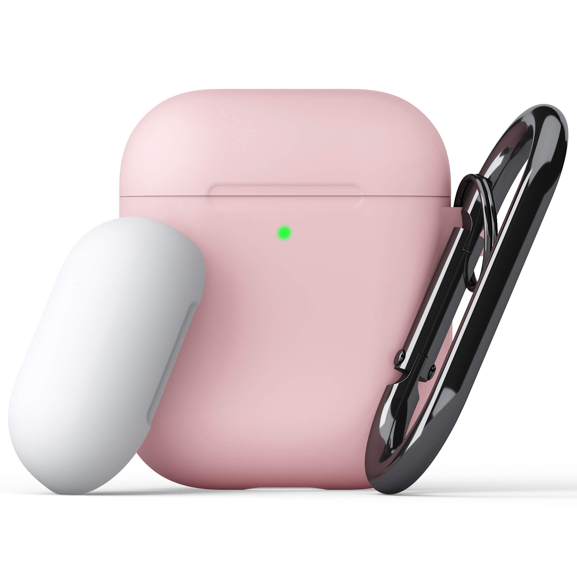 KeybudzPodSkinz Switch AirPods Case with Carabiner Compatible with Apple AirPods 1 & AirPods 2 - Front LED Visible (Blush Pink)