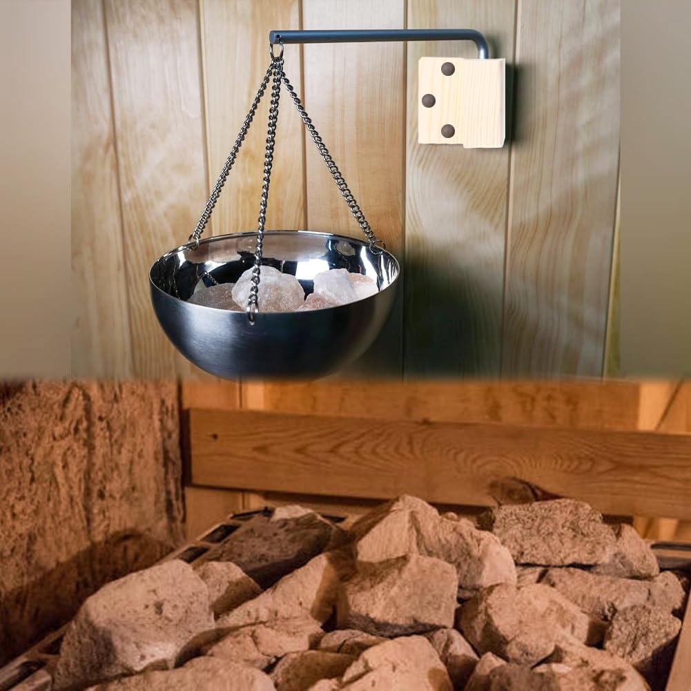Ciotola per Aroma di Sauna in Acciaio Inossidabile Abete Rosso, Accessori Spa Evaporatore Appeso per Oli Essenziali