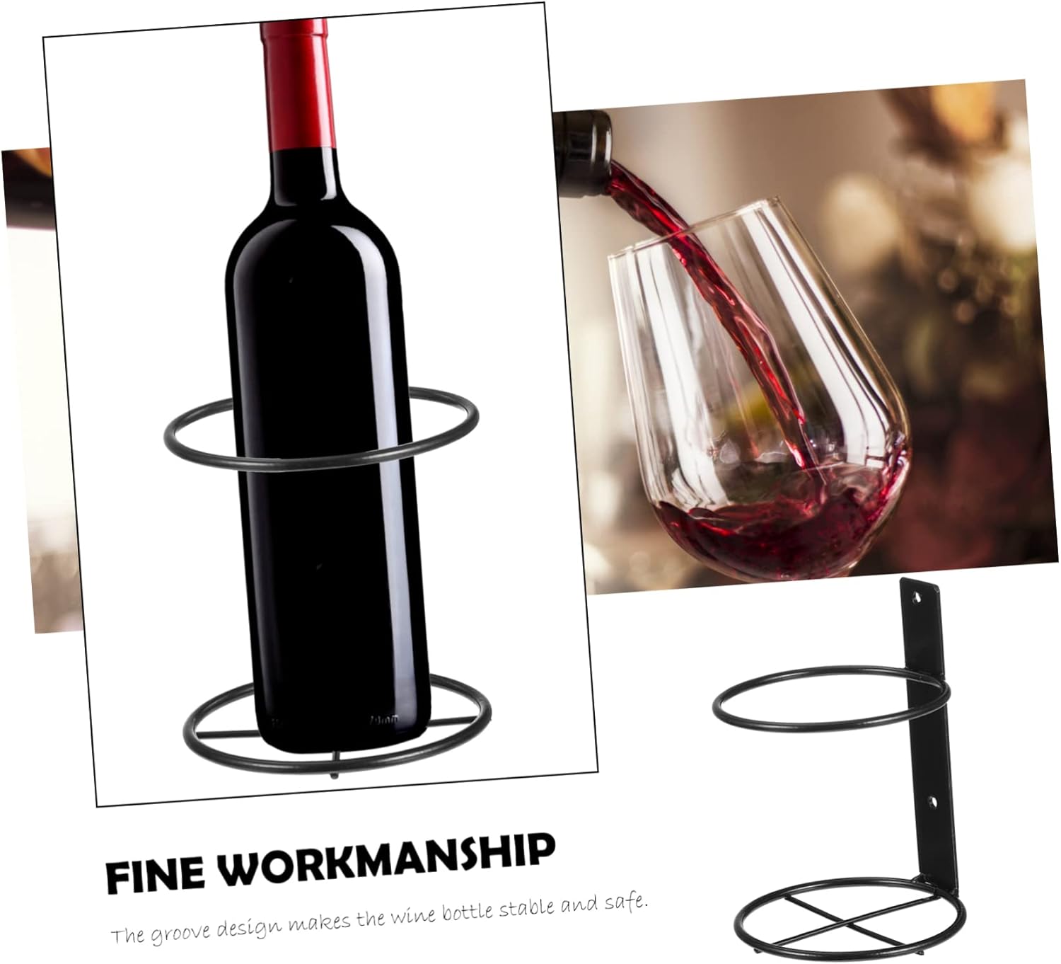 6pcs Iron Art Wall Mounted Wine Rack for Red Wine Bottle Display Space Saving Storage Holder with Resistant Finish Bar Organizer