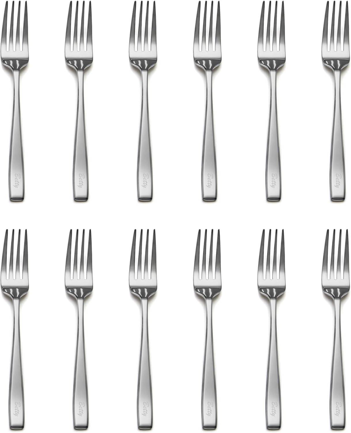 Personalized Salad Fork Cutlery Set, 12 Pieces Custom Word Engraving Fork Silverware, Premium Stainless Steel Dessert Forks, Mirror Finish Cutlery Forks for Home, Kitchen and Restaurant