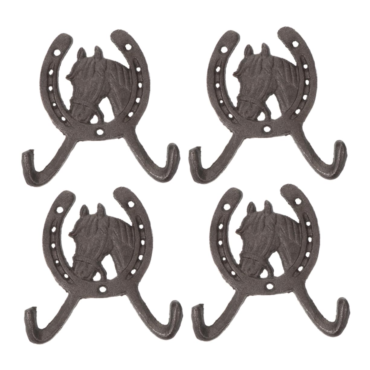 Garneck Set di 4 Ganci da Parete in Ferro Battuto Design a Ferro di Cavallo, Capacità di Carico Elevata per Appendere Chiavi e Abiti, per Decorazione Domestica Retrò