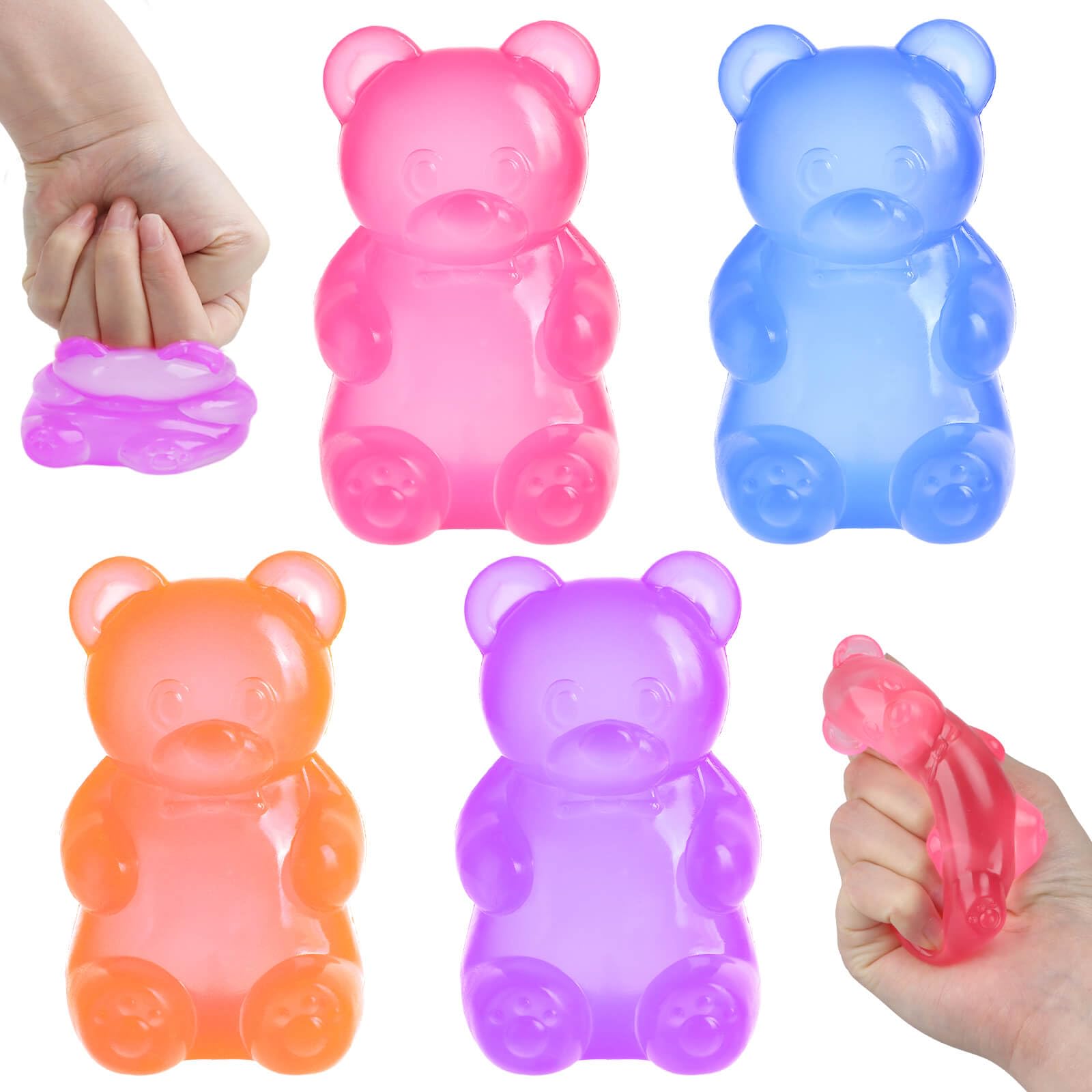 YOTOY Squishy Stress Relief Ball Toys for Kids Adults: 4 PCS Squishy Bear Fidget Toys for Anxiety Relief Cute Sensory Squeeze Balls Gifts for All Ages Kid Adults Presents Toy for Sensory Play