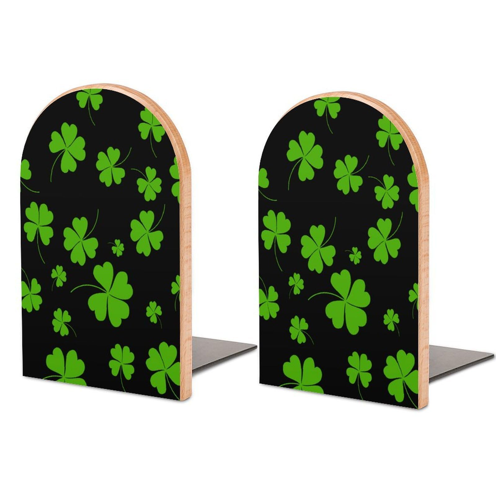 Shamrock Clover Book Ends for Shelves Bookends Bookshelf Holder Stand Books Stopper Home Office Decor