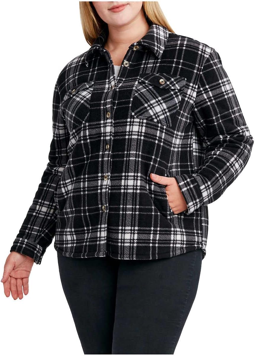 Sage Collective Women's Long Sleeve Plaid Shirt Jacket – Sherpa Lined Fleece Shacket With Pockets - Image 6