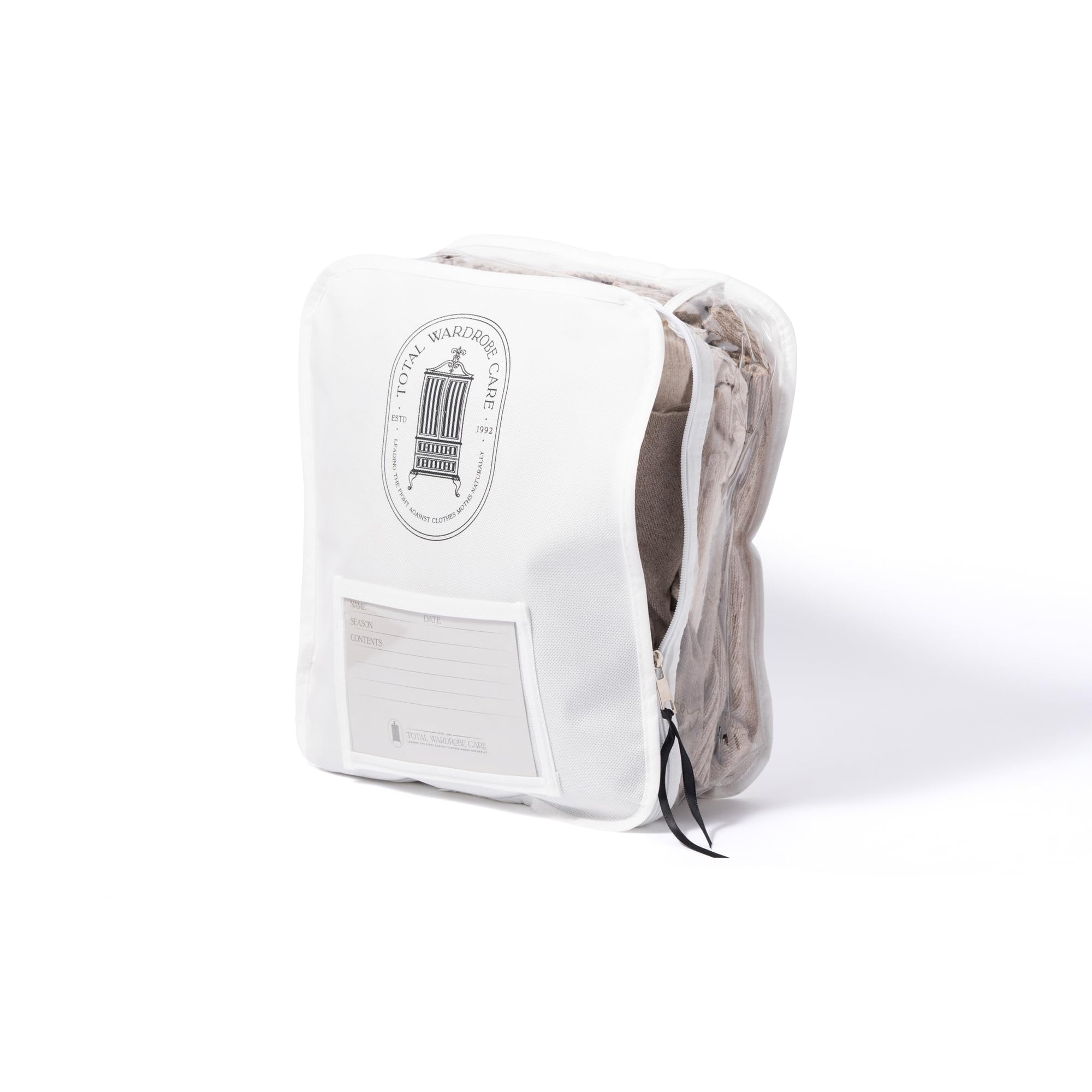 Total Wardrobe Care Knitwear And T-Shirt Storage Bag 35x30x10cm. Breathable, Stackable, Zipped Wardrobe Storage Organiser With Clear Side Panel To Protect Your Clothes From Dust, Moths And Damage