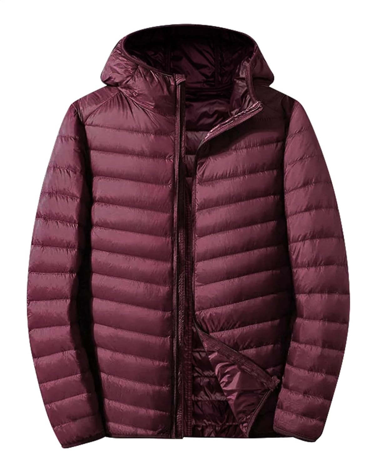 MOGU Puffer Jacket Men Casual Lightweight Packable Winter Down Coat with Hood for Travel Hiking