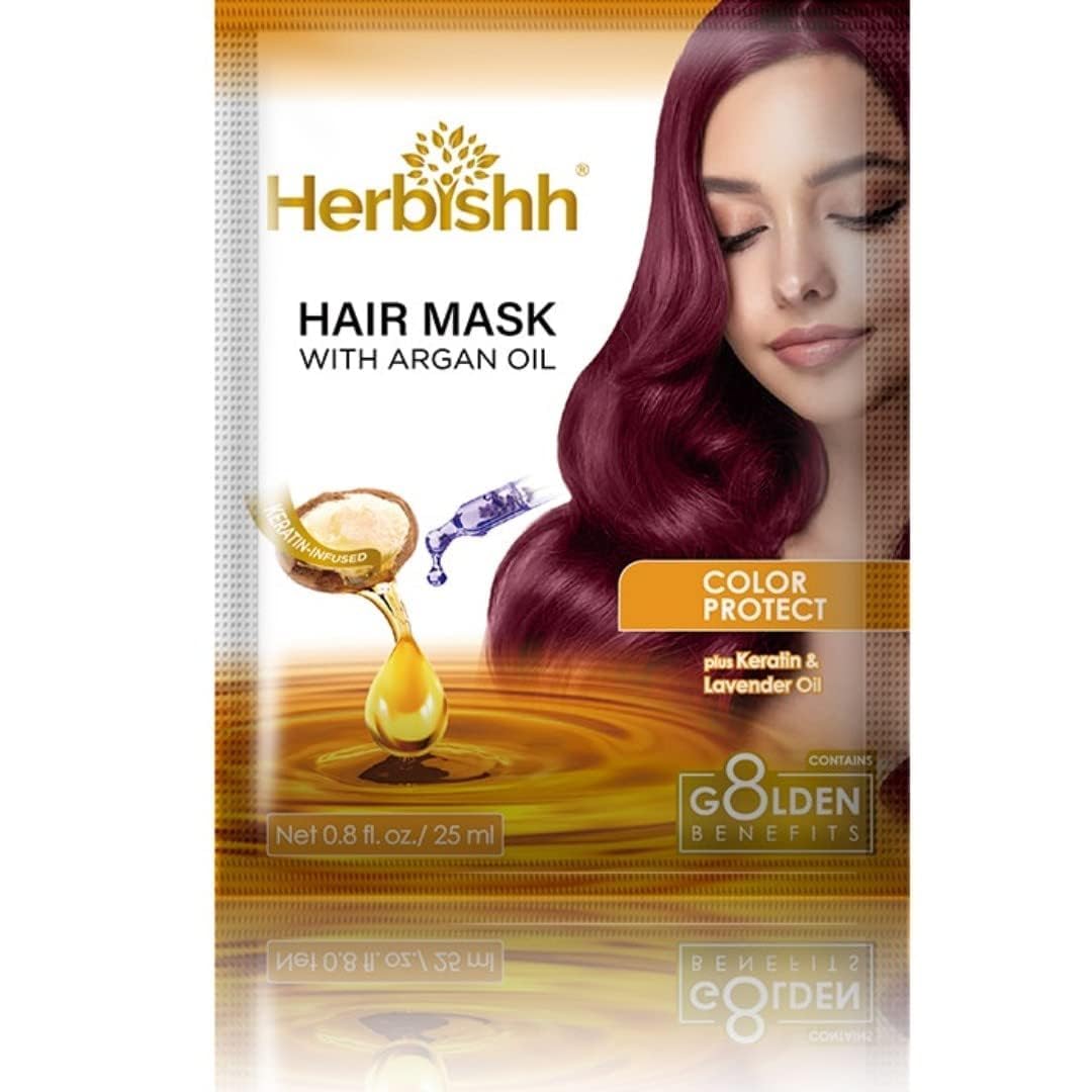 Herbishh Argan Hair Mask-Deep Conditioning & Hydration For Healthier Looking Hair-25Gm For Very Dry, Weak, Stressed Out Hair, No Sulphates, No Parabens