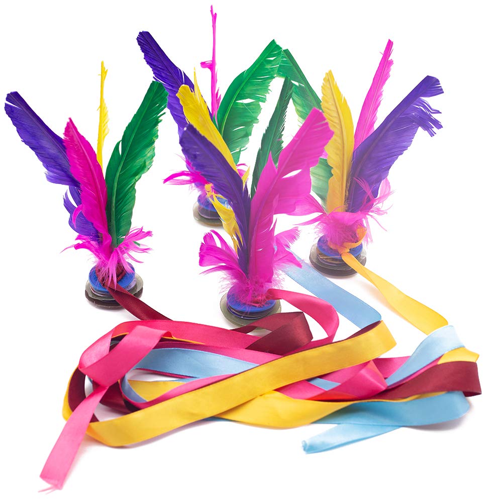 Feather Kick Shuttlecock, 4 Pcs Colorful Chinese Jianzi Foot Exercise Outdoor Toy Game