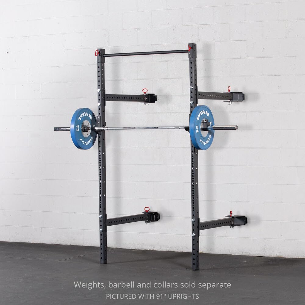 Titan Fitness T-3 Series 82-inch Wall Mounted Folding Power Rack, Space Savings Rack, Folds up to 5