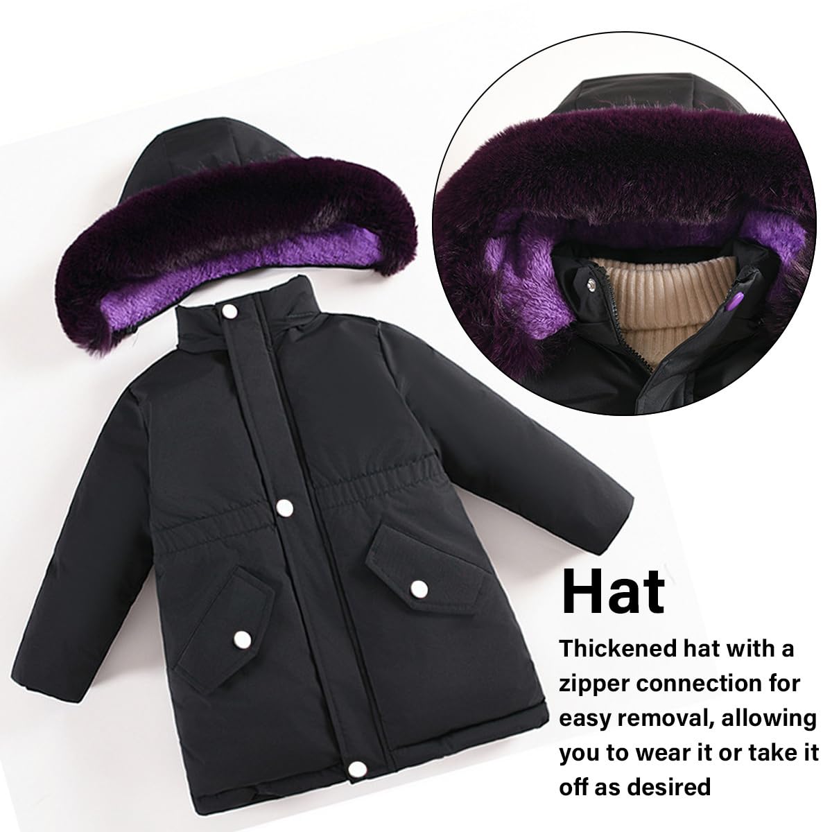 Cappotto Invernale Bambina con Cappuccio Giacca Calda Parka Giacca Trapuntata Spessa Cappotto Lungo per Bambini Antivento Piumino Autunno Inverno con Fodera in Pile 3-13 Anni