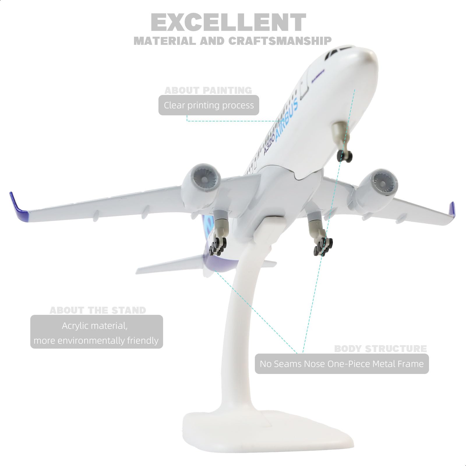 Amazon.com: QIYUMOKE 1/300 A320 neo Diecast Metal Airplane Model
