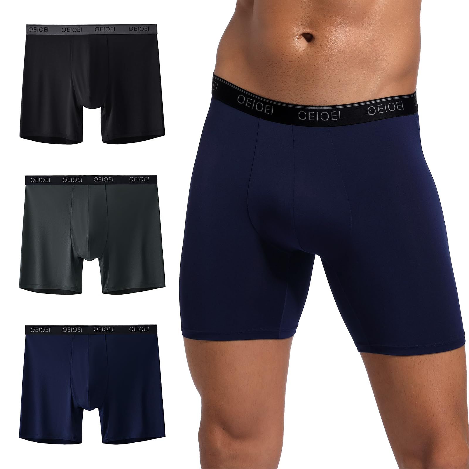 OEIOEI Men's Boxer Briefs Ultra Soft Modal Moisture-Wicking Underwear 3 Pack