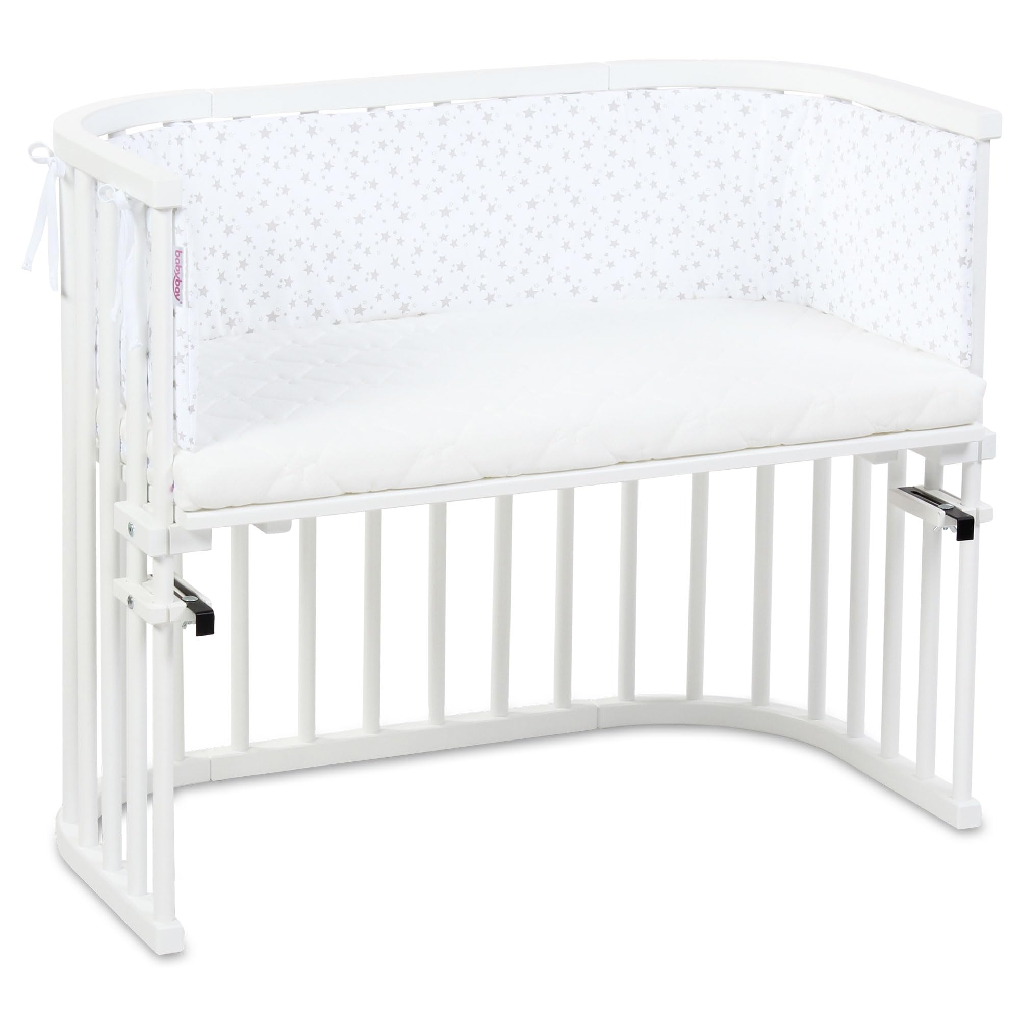 babybay Nestchen Piqué passend für Modell Boxspring XXL, weiß Sterne perlgrau