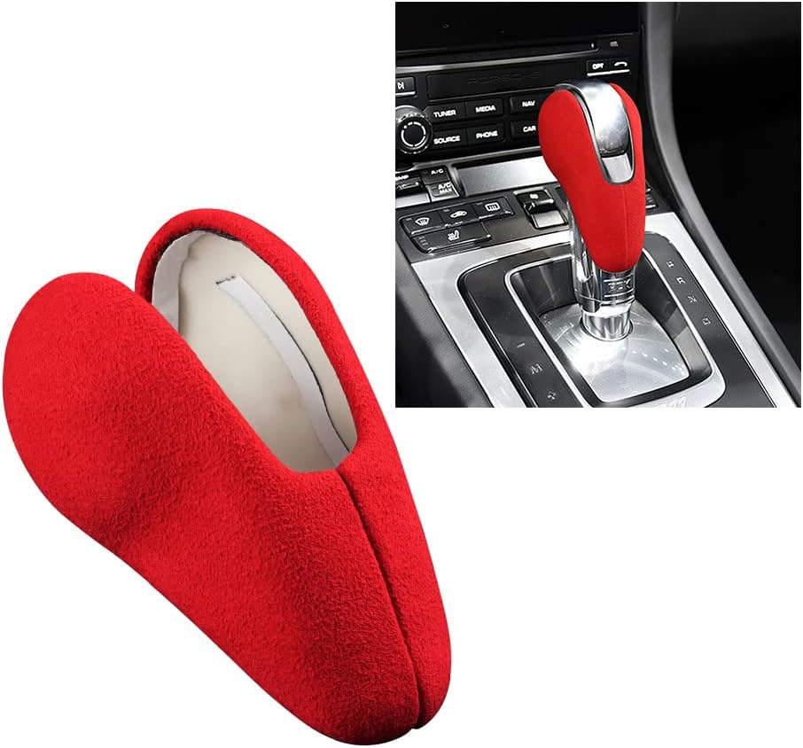 HIBEYO Car Gear Shift Knob Head Cover for Porsche Macan 911 Panamera Boxster 718 Cayman Car Decoration Accessories ABS Leather Gear Shift Knob Head Cover-Black