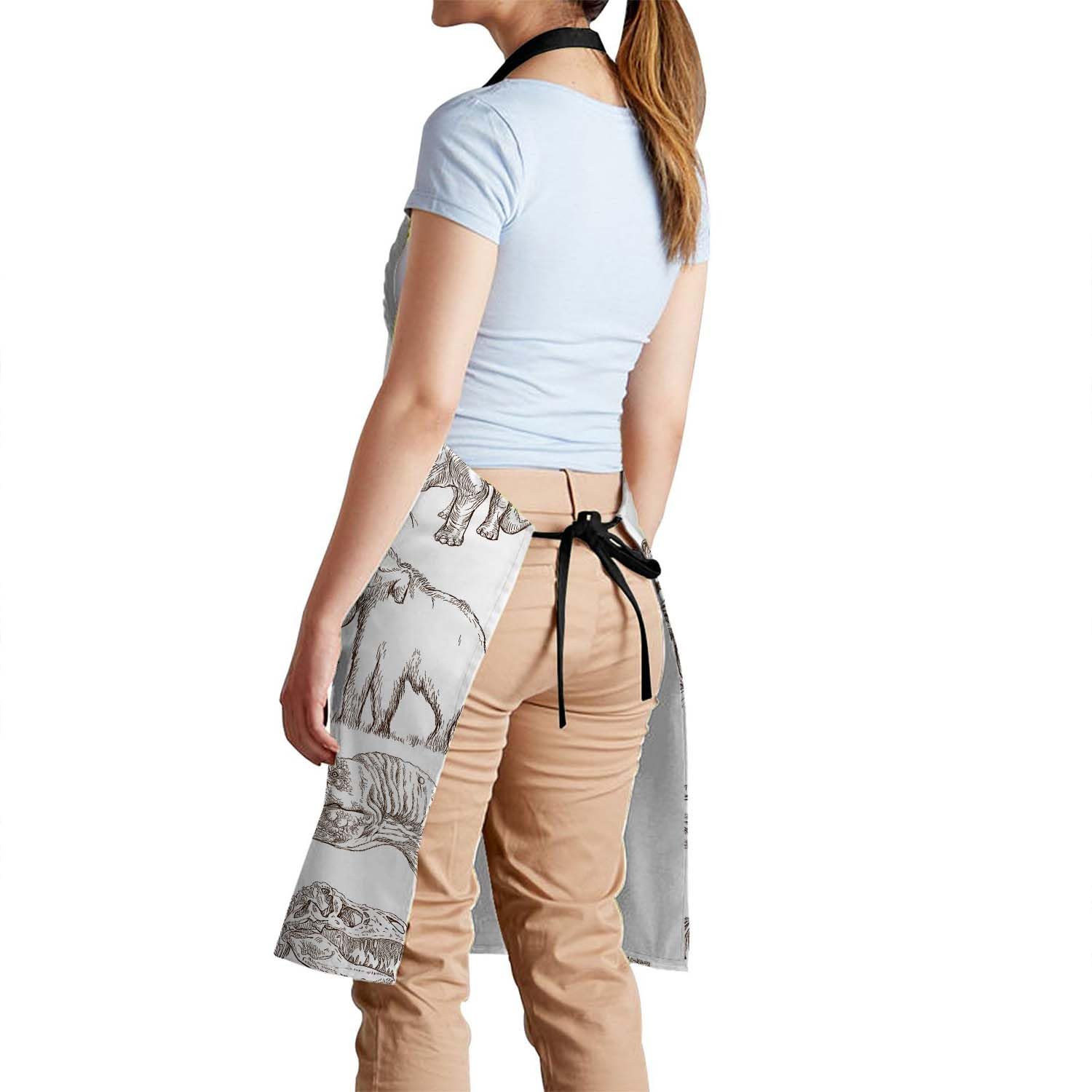 Smooffly Dinosaur Apron,Adjustable Neck Bib Apron for Men Women,Suitable for Kitchen Cooking Waitress Chef Apron - Image 3