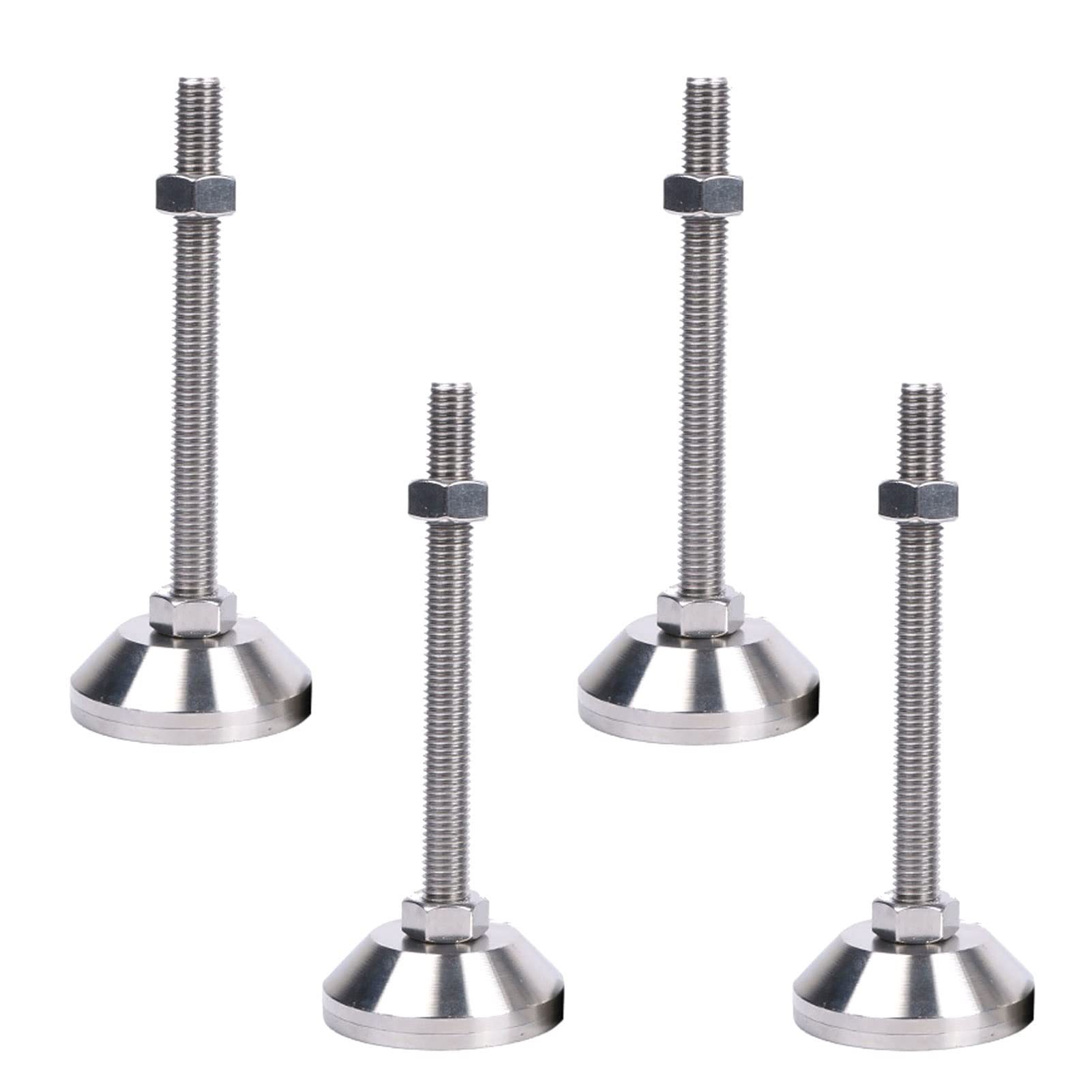 4 Stück D40*M10*50 Verstellbare Füße aus Edelstahl, Hochleistungs-Schraubstützfüße, Mechanische Maschinenfüße, Feste Bodenfüße, Rostfreie Fußkappen