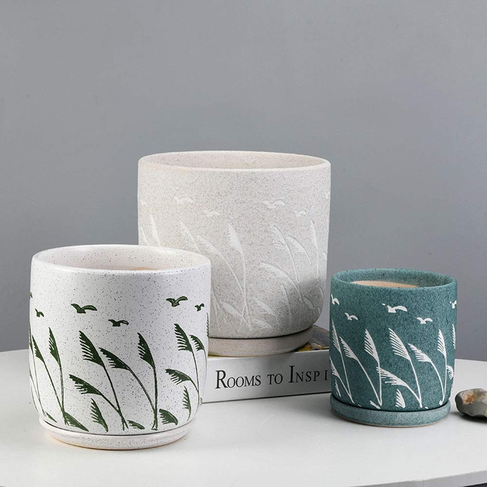 Ceramiczna doniczka na kwiaty kreatywna bardzo duża zielona doniczka na rośliny orchidea bonsai balkon do wewnątrz doniczka na sukulenty z tacą bonsai doniczka na kwiaty zielona roślina stojak na rośliny doniczki