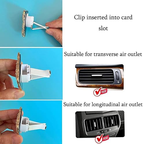 Vista 24 de ZOSTLAND Clip decorativo de coche con diamantes de imitación, ambientadores de automóvil, clip de ventilación de metal, ventilación de aire 2-2