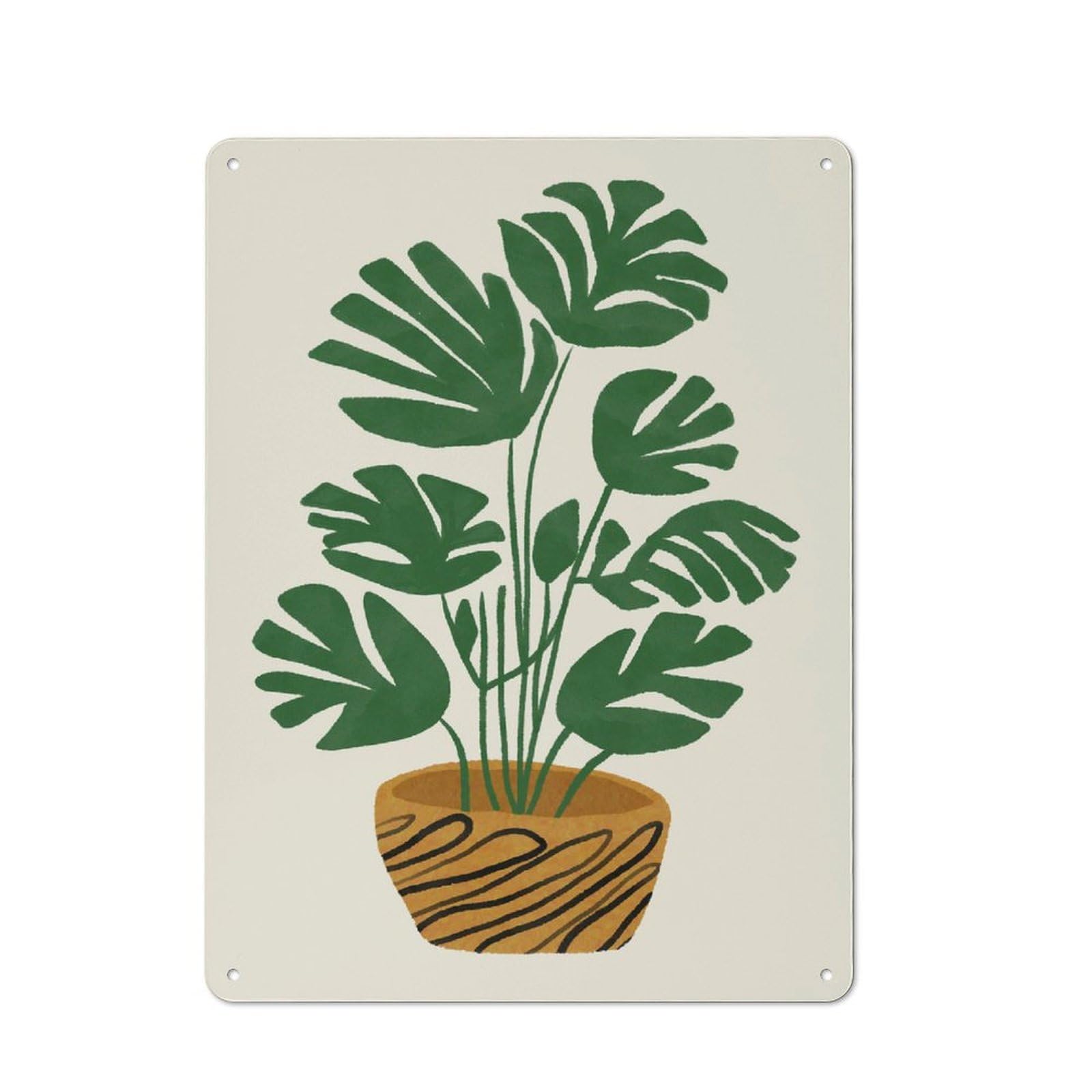 Mini Monstera Urban Metal Wall Decor 40x30cm, Industrial Metal Sign for Flat, Bar, Studio Or Gallery Wall