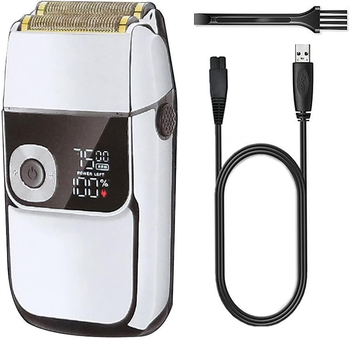 Men's Shaver, Metal Housing Hair Shaver for Men Electric Rechargeable Beard Electric Razor Wet Dry Bald Head Shaving Machine 3 Speed Adjust