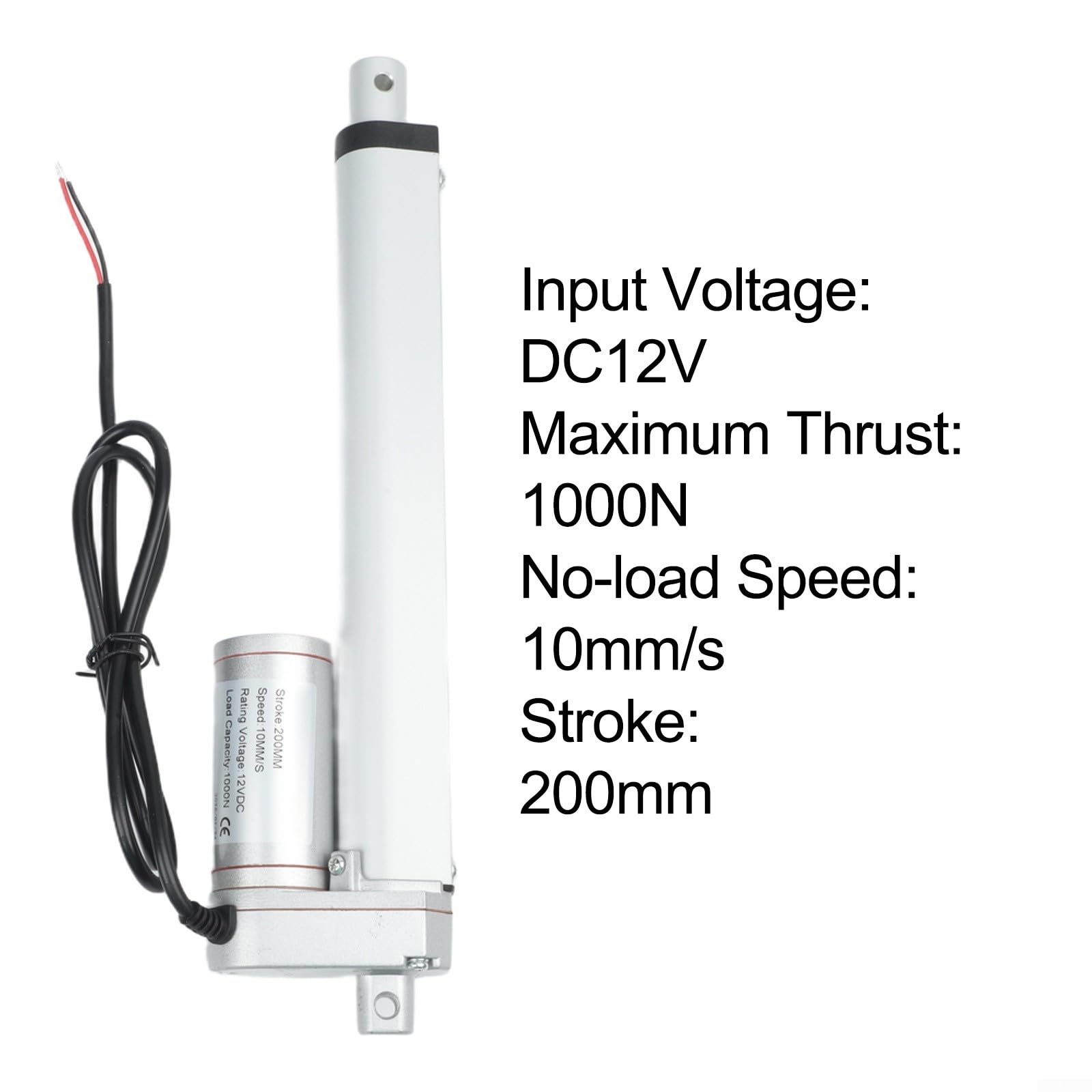 Actuador Lineal Aleación Aluminio 12V 200mm Silencioso