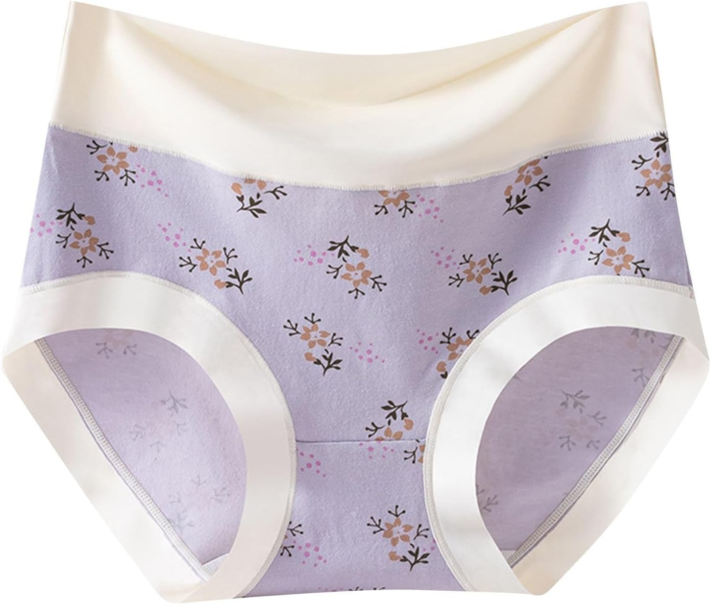Women's High Waisted Underwear Tummy Control Seamless Full Coverage Panties Soft Hipster Floral Briefs Underpants