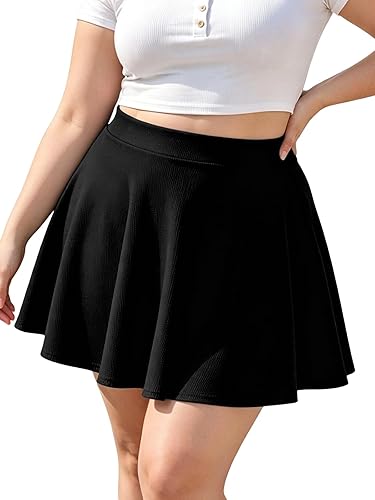Moon Wood Plus Size Skater Skirt for Women Stretchy Flared