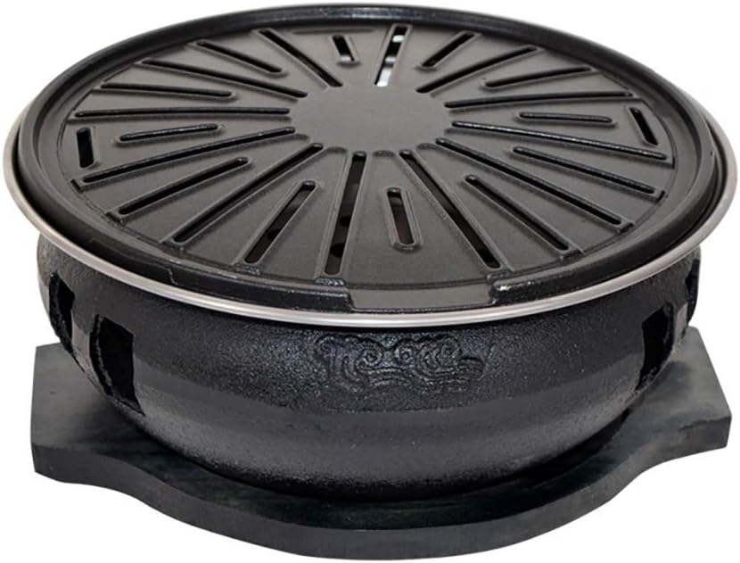 Portable BBQ Grill, Korean BBQ Grill Charcoal Cast Iron 5-10 People Indoor Outdoor Multicolor(C)