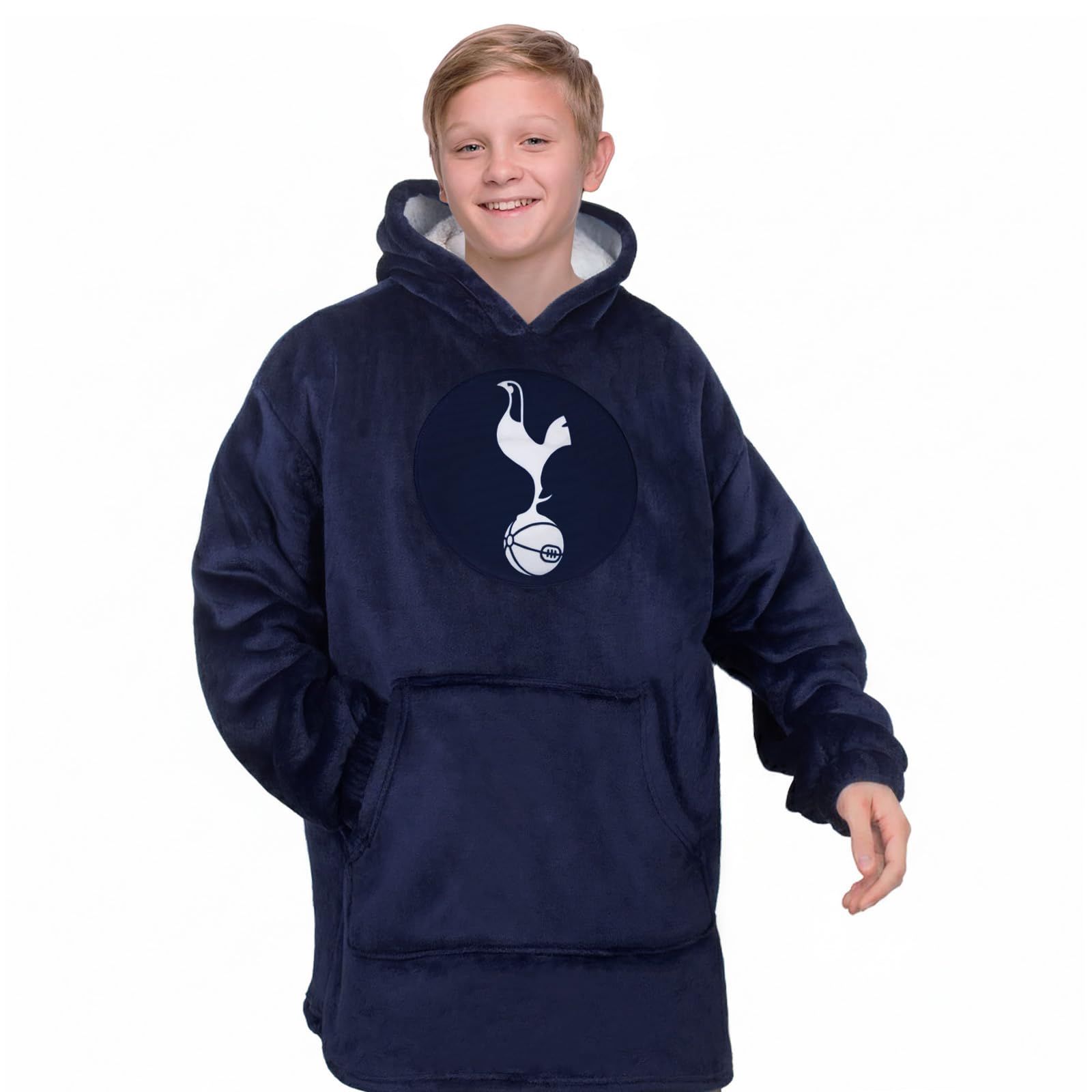 Tottenham Hotspur Kids Oversized Hoodie Blanket - Official Football Gift, Navy, Size 10-14 Years