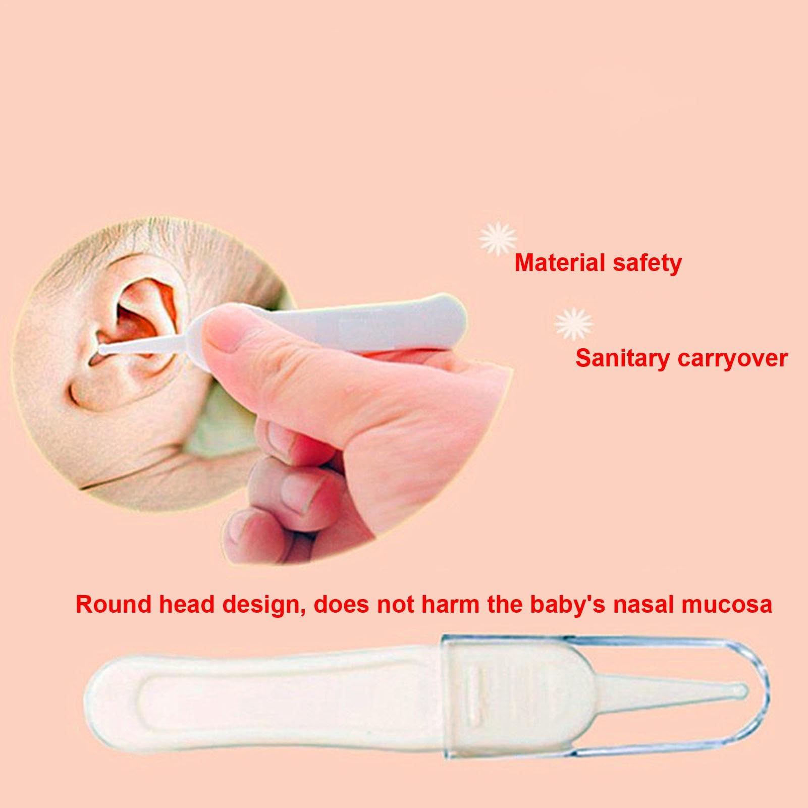 Pince à épiler pour bébé - Pince à épiler pour nettoyer les oreilles et le nez - Outil de nettoyage du nez - Tête ronde - Pour nettoyer la cavité nasale