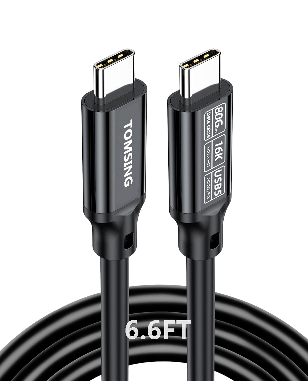 Cavo di ricarica rapida da USB C a USB C, 240 W, 2 m, USB 5 80 Gbps ad alta velocità, video HD 16K, nylon intrecciato, cavo di tipo C da maschio a maschio per laptop, smartphone, monitor (nero