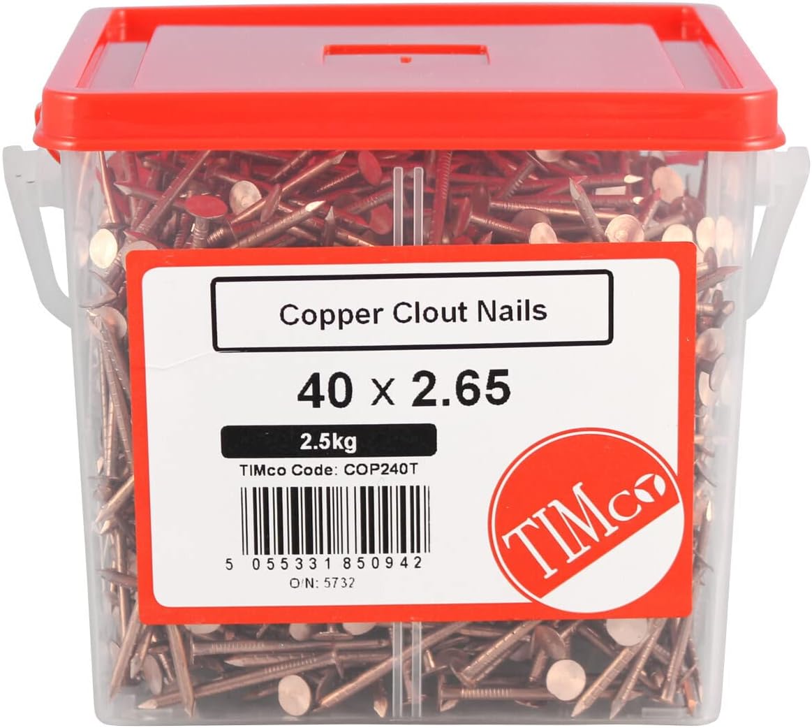 COPPER CLOUT NAILS (2.5kg TUB) 50 x 3.35